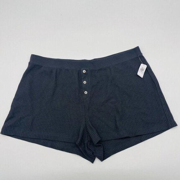 Old Navy Womens Plus Size 2X High-Waisted Waffle-Knit Pajama Shorts in Gray 1929 - Picture 2 of 7